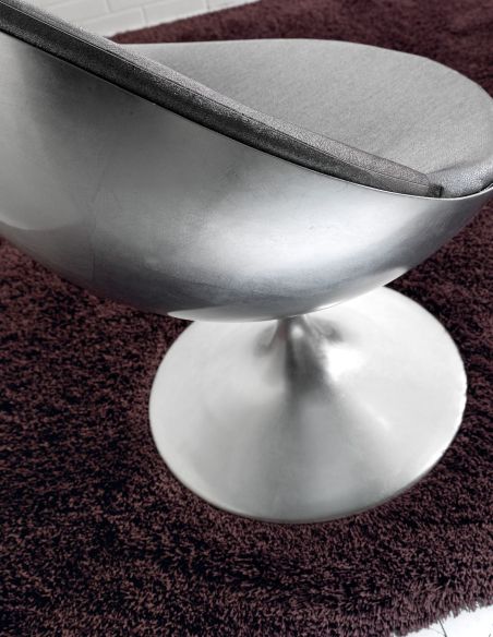 Poltrona design in alluminio foglia argento o oro Luna