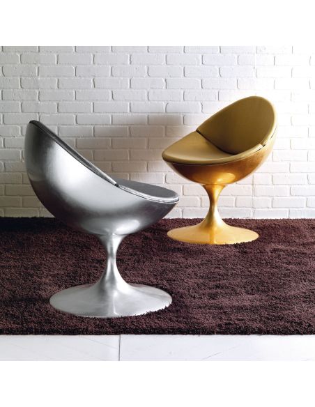 Poltrona design in alluminio foglia argento o oro Luna