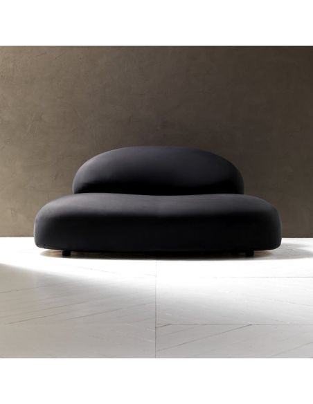 Divano 2 posti design moderno in tessuto o pelle Scoop