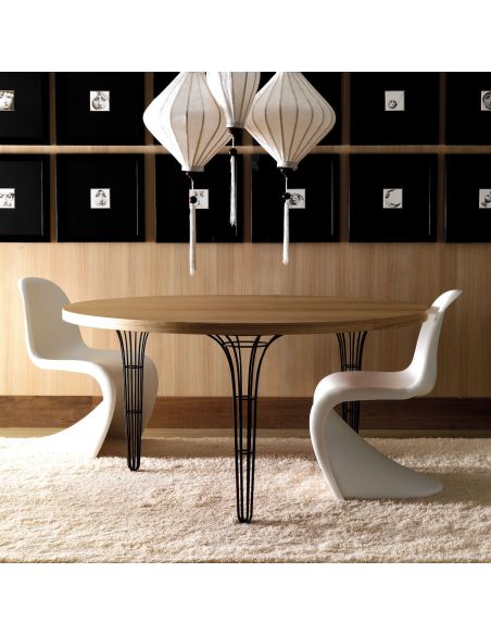 Tavolo rotondo in metallo e legno Artù