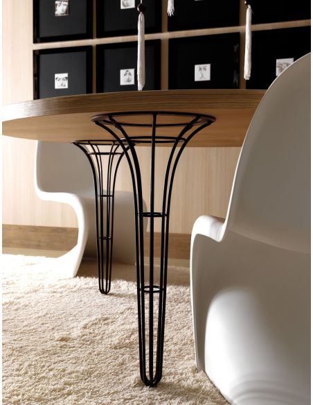 Tavolo rotondo in metallo e legno Artù