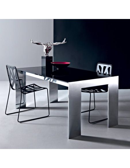 Tavolo design moderno in alluminio e vetro Touch