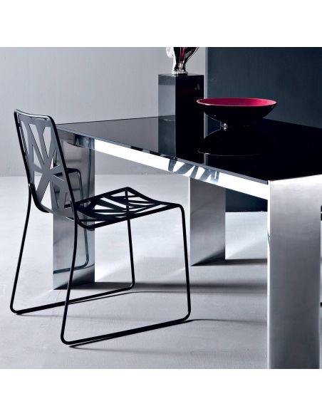 Tavolo design moderno in alluminio e vetro Touch