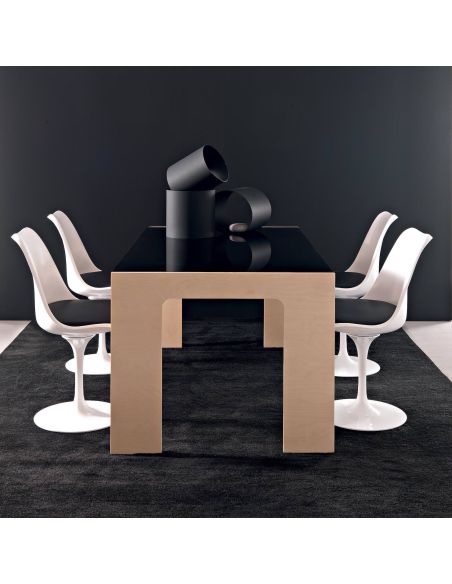 Tavolo design moderno in legno e vetro Touch Wood