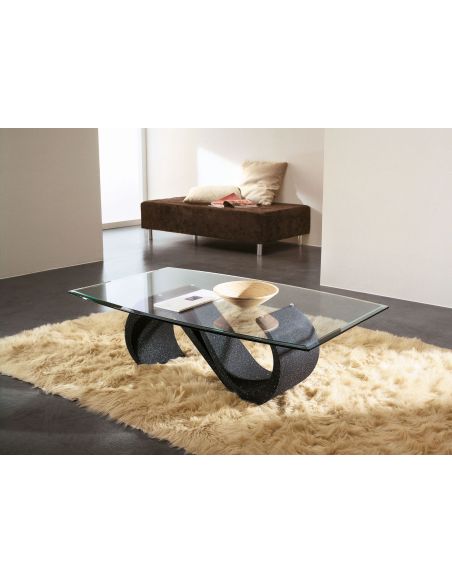 Tavolino da salotto in vetro moderno ovale 120 x 70 cm Runi