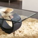 Tavolino da salotto in vetro moderno ovale 120 x 70 cm Runi