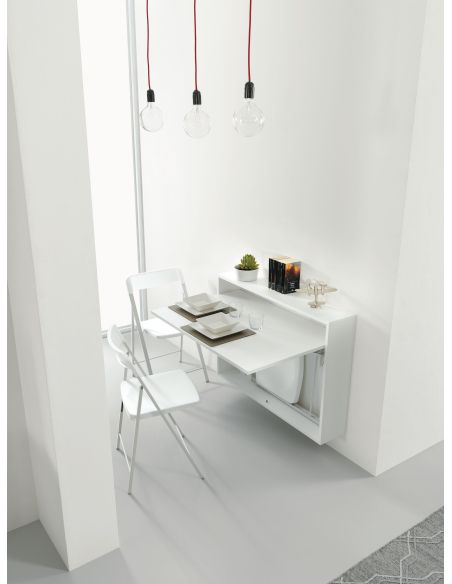 Scrivania a scomparsa con 3 sedie incorporate Jacob