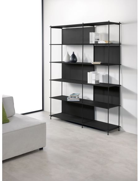 Libreria bifacciale in acciaio e laminato Miyoko