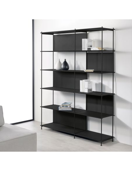 Libreria bifacciale in acciaio e laminato Miyoko