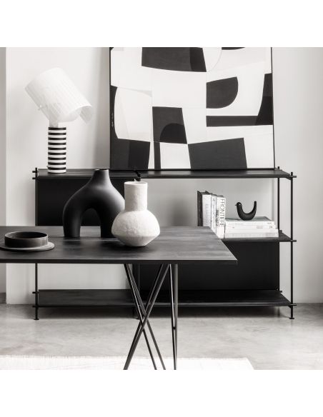 Libreria bassa in acciaio e laminato Miyoko 29