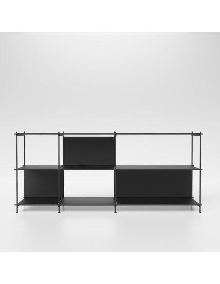 Libreria bassa e lunga in acciaio e laminato Miyoko 35