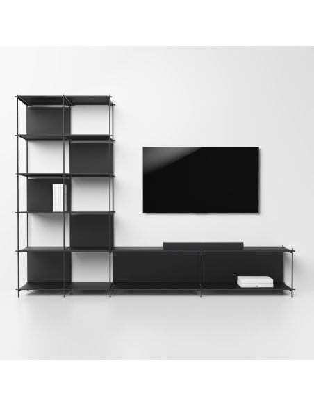 Parete attrezzata libreria in acciaio e laminato Miyoko 42