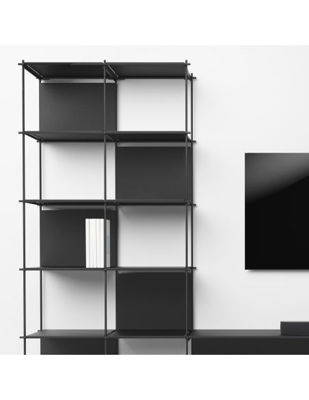 Parete attrezzata libreria in acciaio e laminato Miyoko 42