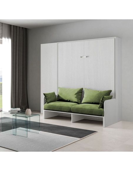 Letto matrimoniale a scomparsa con divano e colonna Lexton