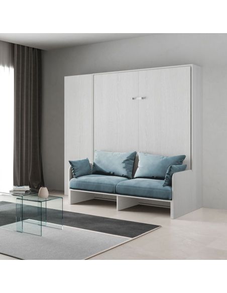 Letto matrimoniale a scomparsa con divano e colonna Lexton