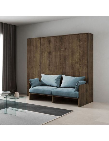 Letto matrimoniale a scomparsa con divano e colonna Lexton