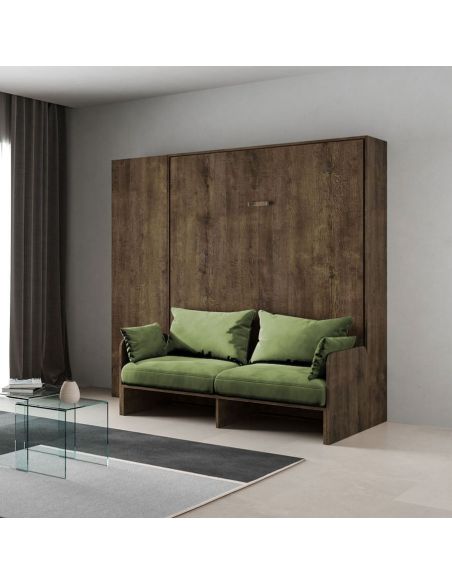 Letto matrimoniale a scomparsa con divano e colonna Lexton