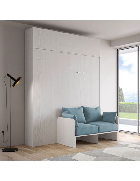 Letto a scomparsa con divano una piazza e mezza colonna e pensili Lexton