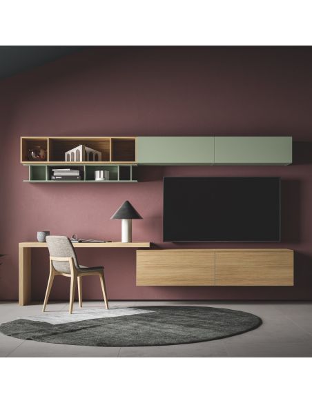 Parete attrezzata soggiorno con scrivania Lasting