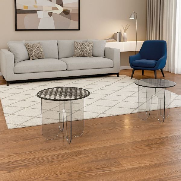 Tavolino da salotto rotondo in plexiglass trasparente Asser Tavolino da salotto rotondo in plexiglass trasparente Asser