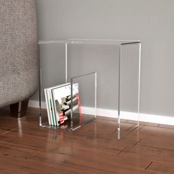 Tavolino da salotto con portariviste in plexiglass Mauri