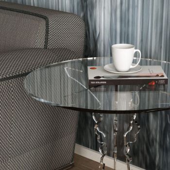 Tavolino da salotto lato divano rotondo in plexiglass Retrò 2