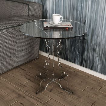 Tavolino da salotto lato divano rotondo in plexiglass Retrò