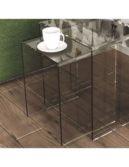 Set 3 tavolini da salotto in plexiglass Triade Set 3 tavolini da salotto in plexiglass Triade