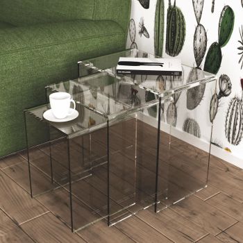 Set 3 tavolini da salotto in plexiglass Triade