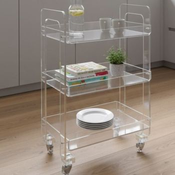 Carrello portavivande in plexiglass trasparente Adela