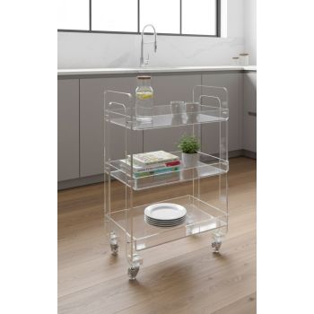 Carrello portavivande in plexiglass trasparente Adela 2