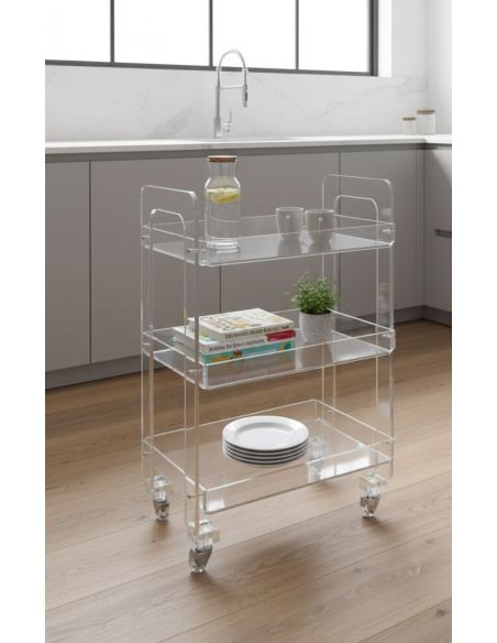 Carrello portavivande in plexiglass trasparente Adela