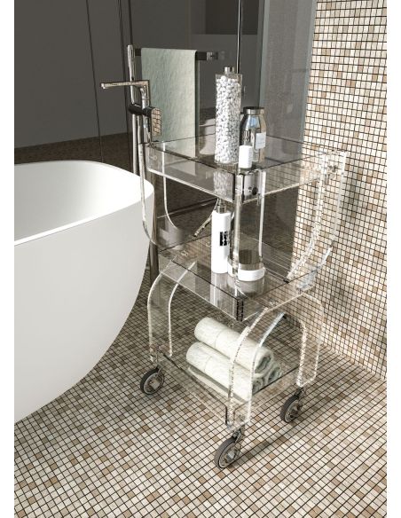 Carrello per cucina o bagno in plexiglass trasparente Rosita