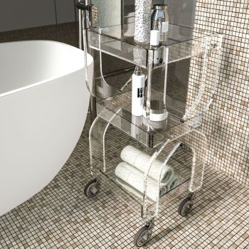 Carrello per cucina o bagno in plexiglass trasparente Rosita