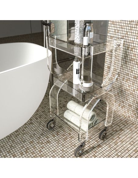 Carrello per cucina o bagno in plexiglass trasparente Rosita