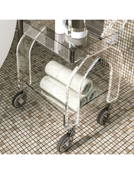 Carrello per cucina o bagno in plexiglass trasparente Rosita