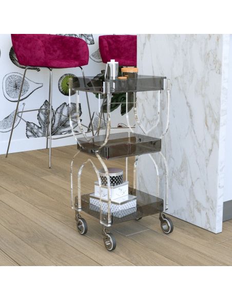 Carrello per cucina o bagno in plexiglass trasparente Rosita