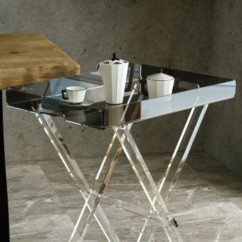 Tavolino pieghevole con vassoio in plexiglass Milena 2