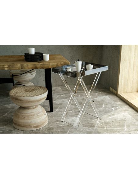 Tavolino pieghevole con vassoio in plexiglass Milena