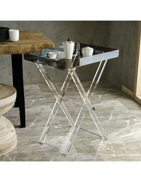 Tavolino pieghevole con vassoio in plexiglass Milena