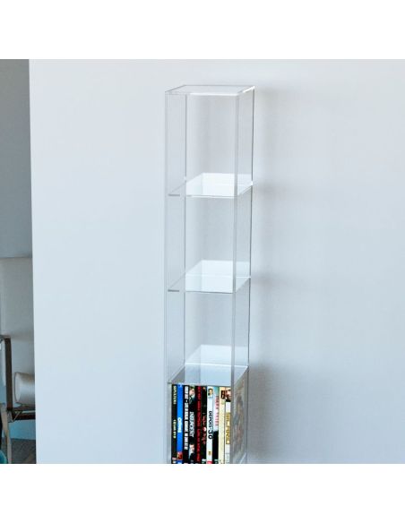 Porta CD a colonna in plexiglass trasparente Slim