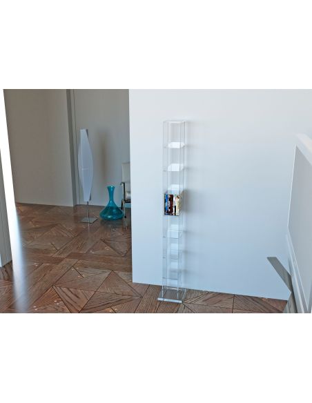 Porta CD a colonna in plexiglass trasparente Slim