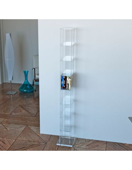 Porta CD a colonna in plexiglass trasparente Slim