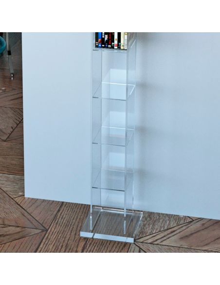 Porta CD a colonna in plexiglass trasparente Slim
