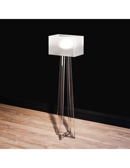 Lampada da terra in plexiglass trasparente Alisha