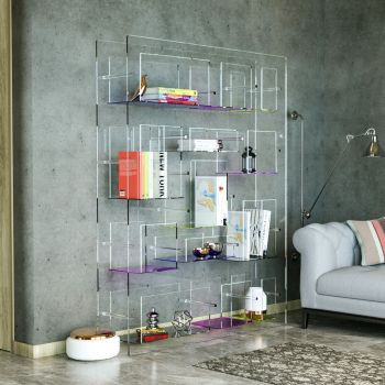 Libreria moderna in plexiglass trasparente Jemma