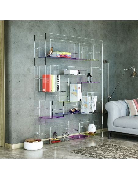 Libreria moderna in plexiglass trasparente Jemma