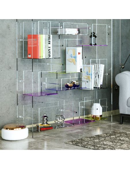 Libreria moderna in plexiglass trasparente Jemma