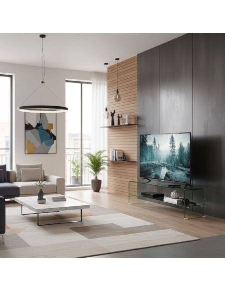 Porta TV in vetro curvato trasparente Fancy 130