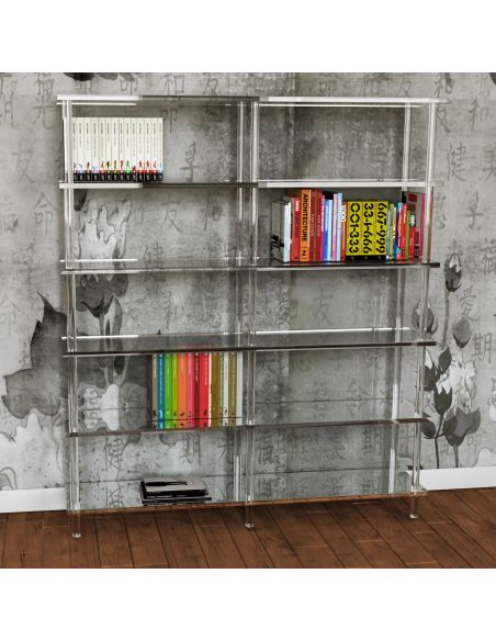 Libreria moderna in plexiglass trasparente Lauren
